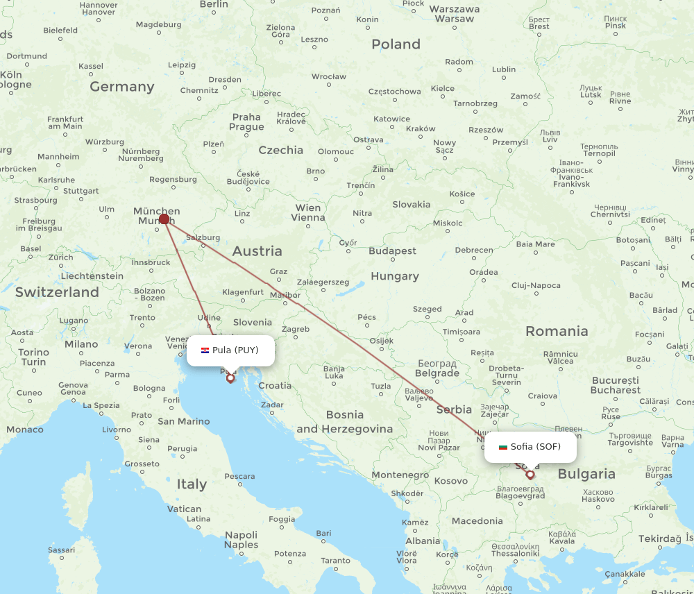 PUY-SOF flight routes