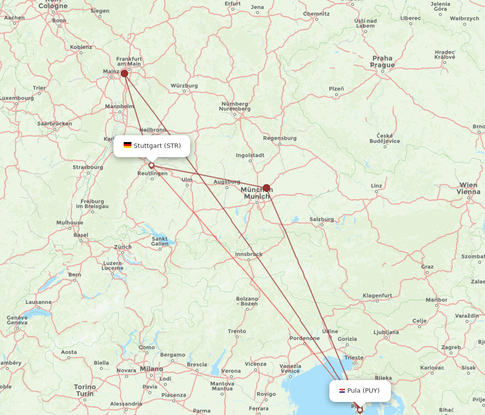 PUY-STR flight routes