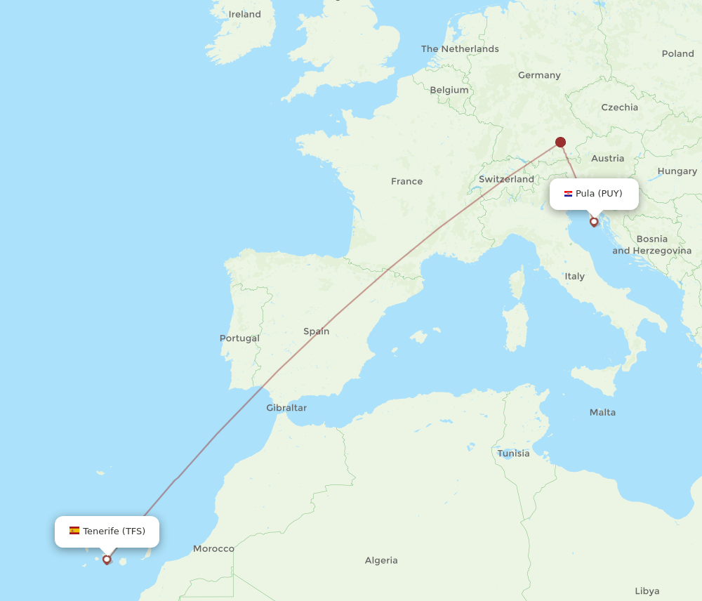 PUY-TFS flight routes