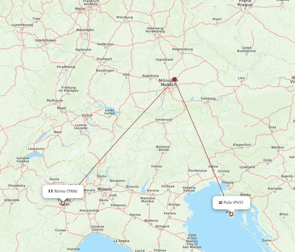 PUY-TRN flight routes