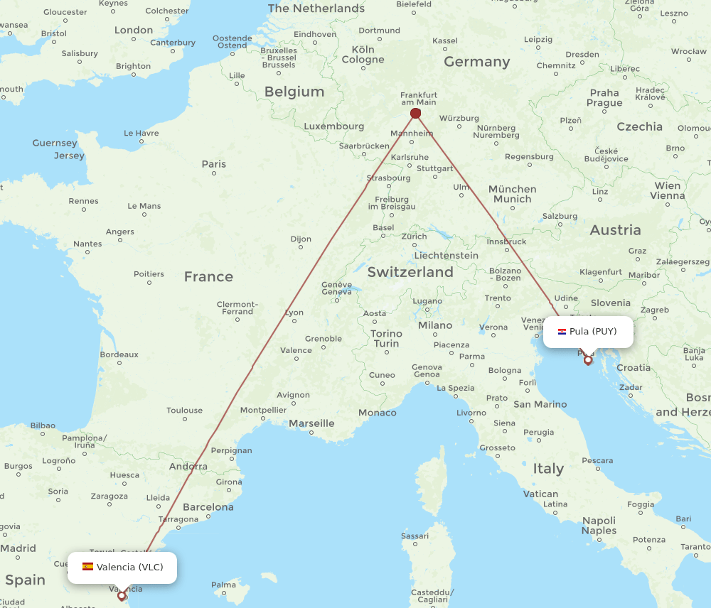 PUY to VLC flights and routes map