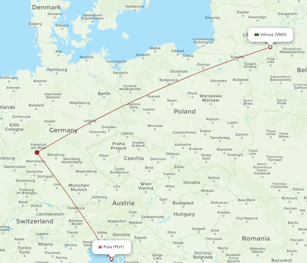 PUY-VNO flight routes
