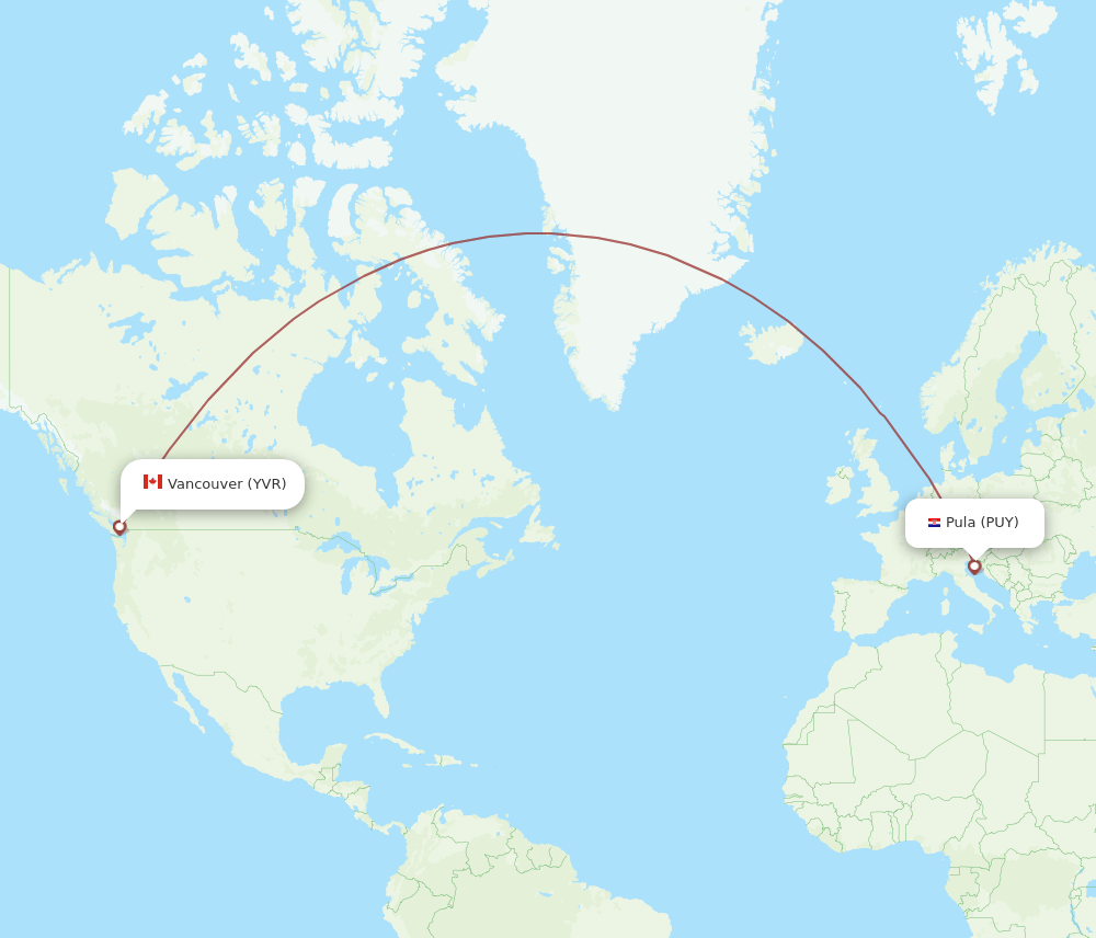 PUY-YVR flight routes