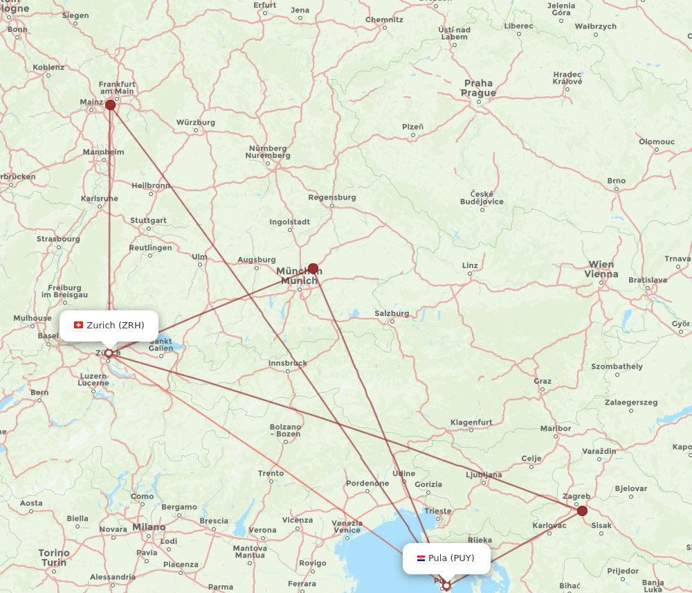 PUY-ZRH flight routes