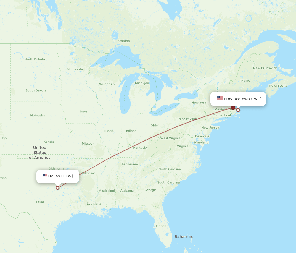 All Flight Routes From Provincetown To Dallas PVC To DFW Flight Routes united-flights-from-dallas-dfw-flightsfrom