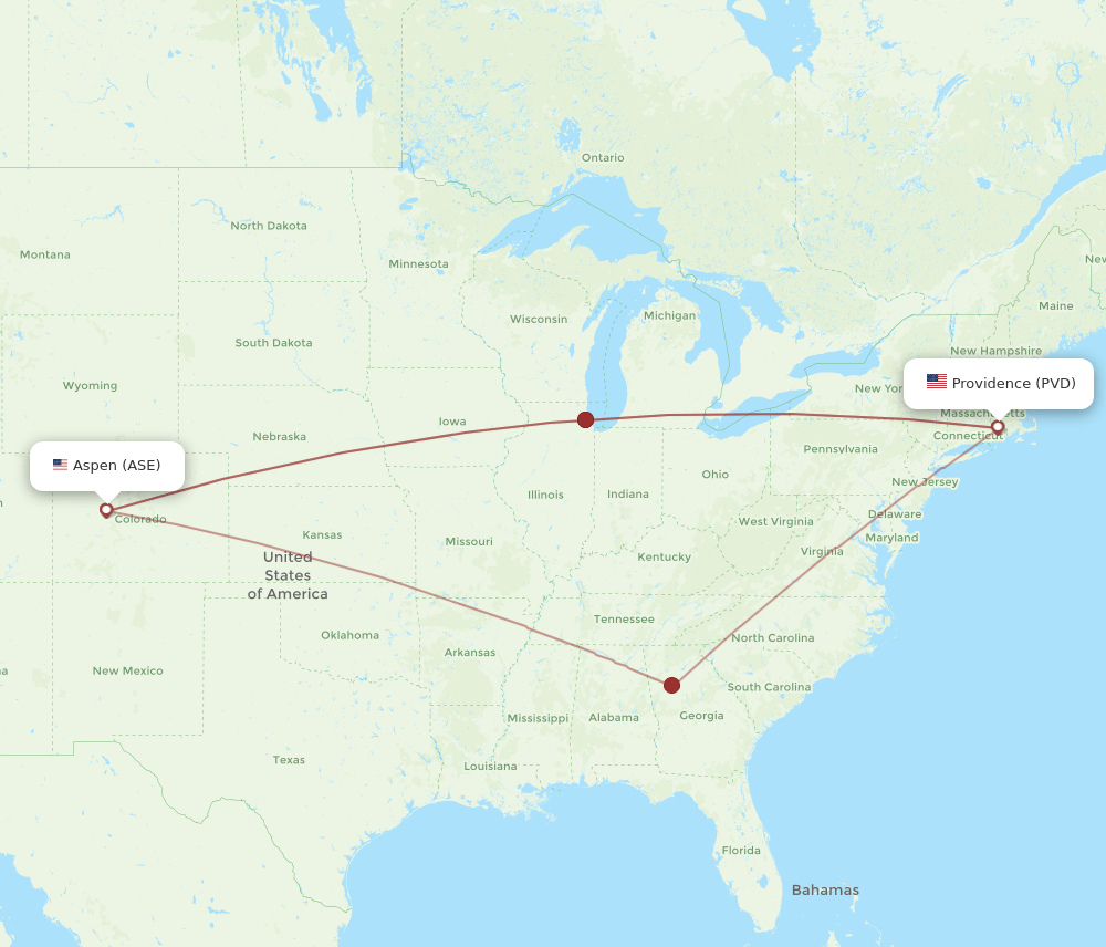 PVD-ASE flight routes