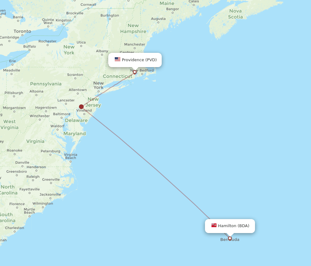 PVD-BDA flight routes