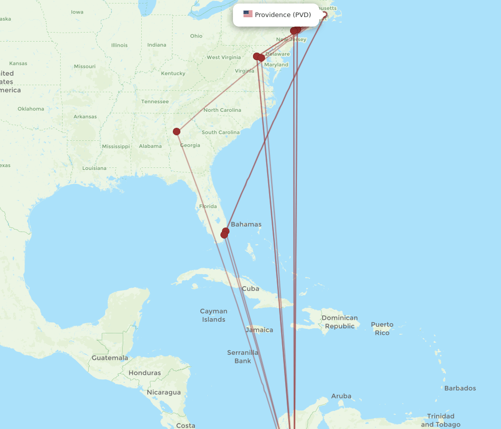PVD-BOG flight routes