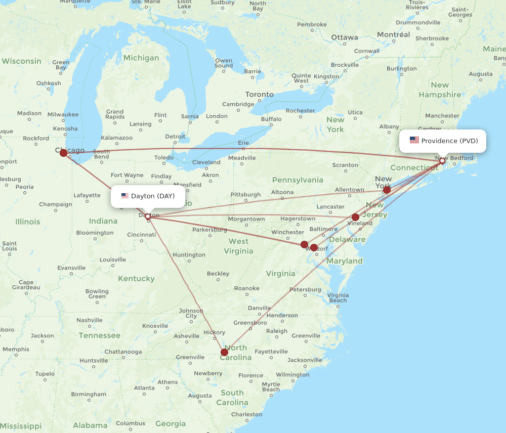 PVD-DAY flight routes