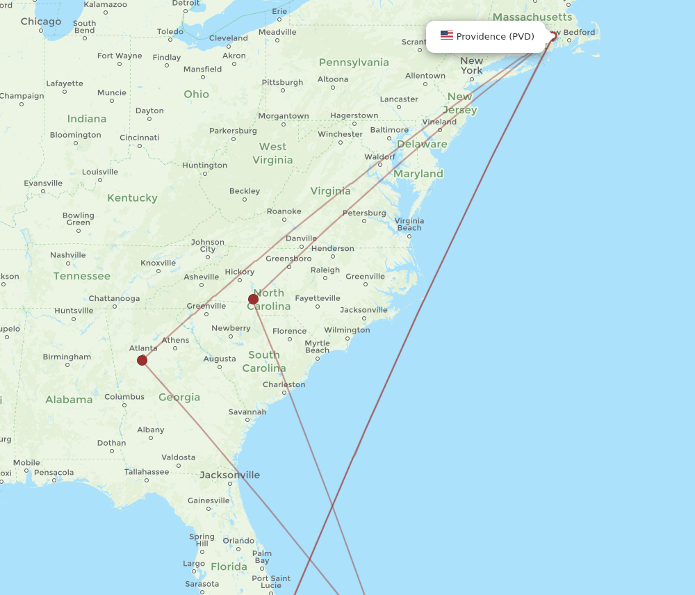 PVD-ELH flight routes