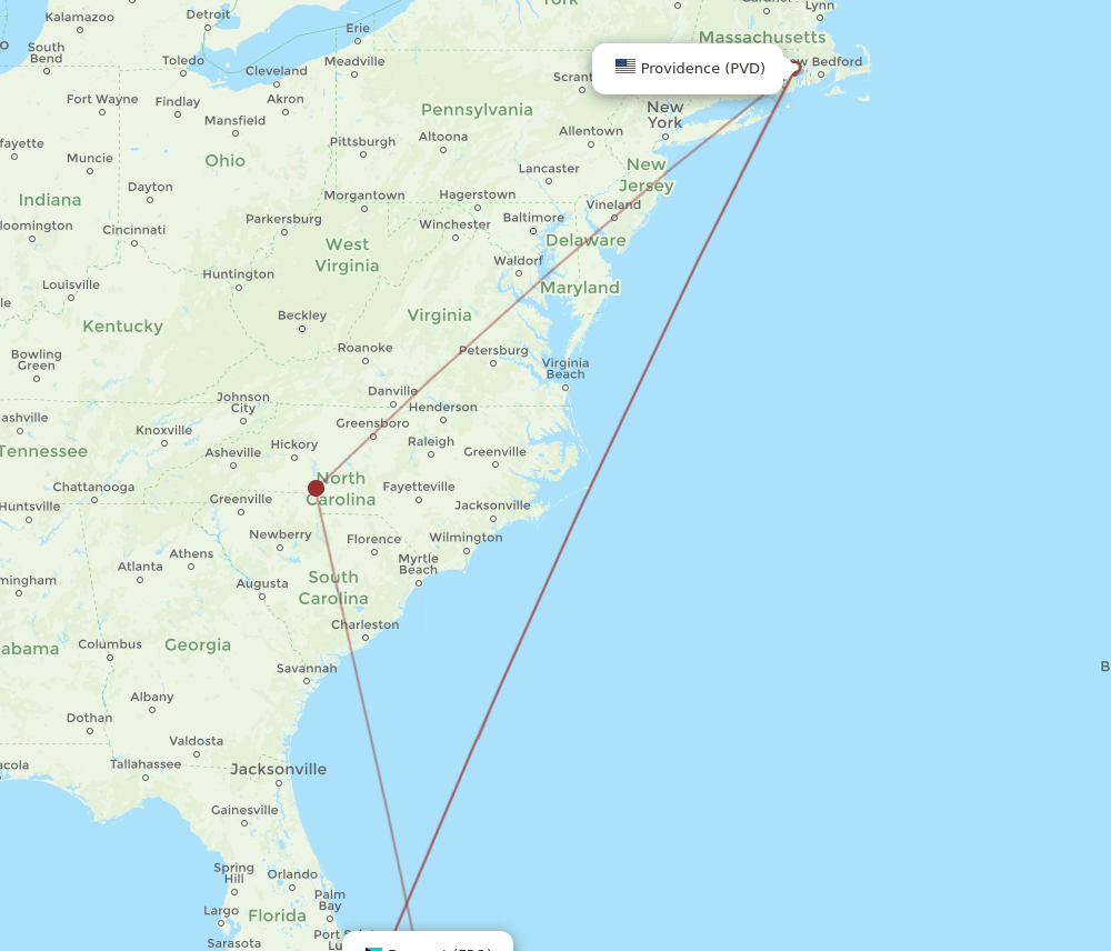 PVD-FPO flight routes