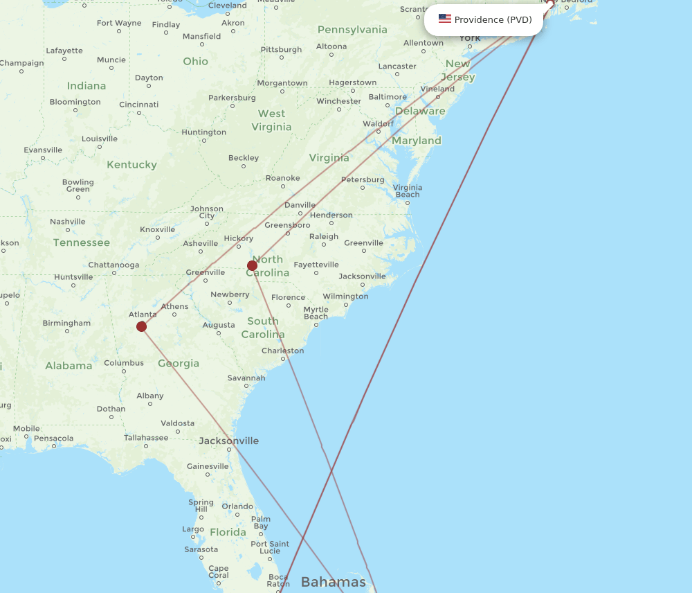 PVD-GGT flight routes