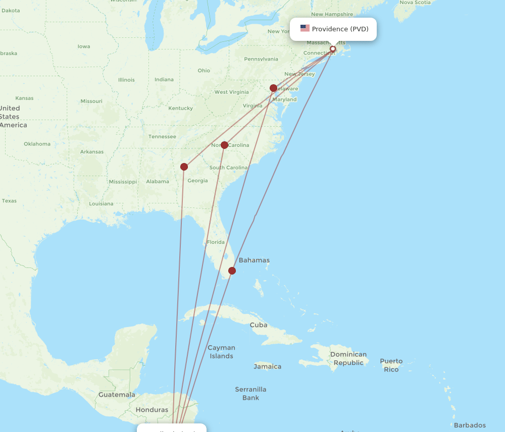 PVD-LIR flight routes