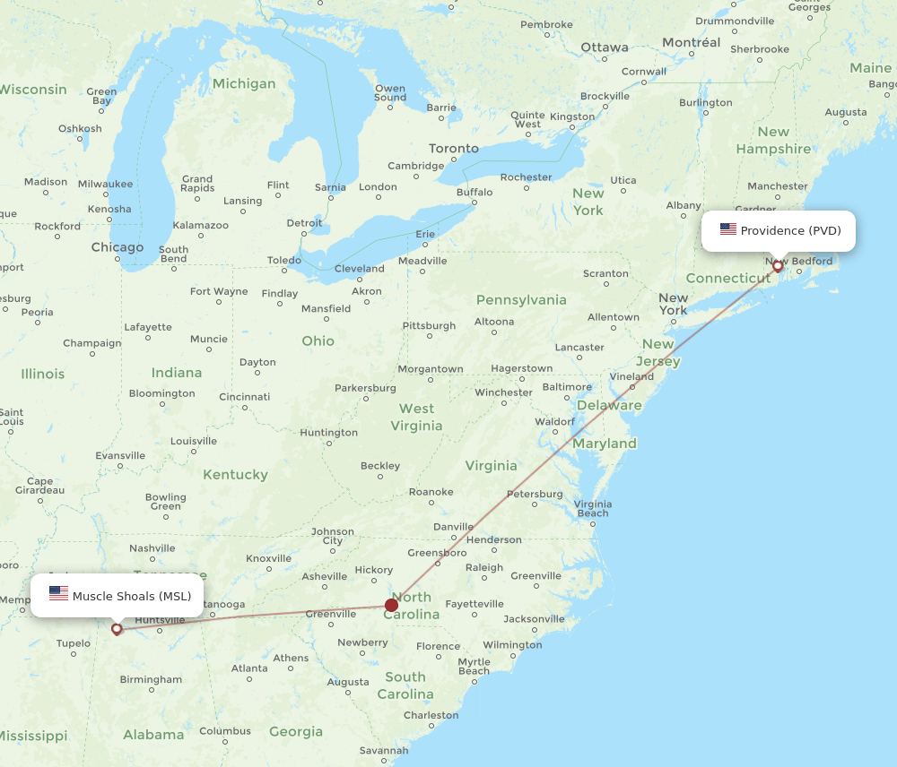 PVD-MSL flight routes