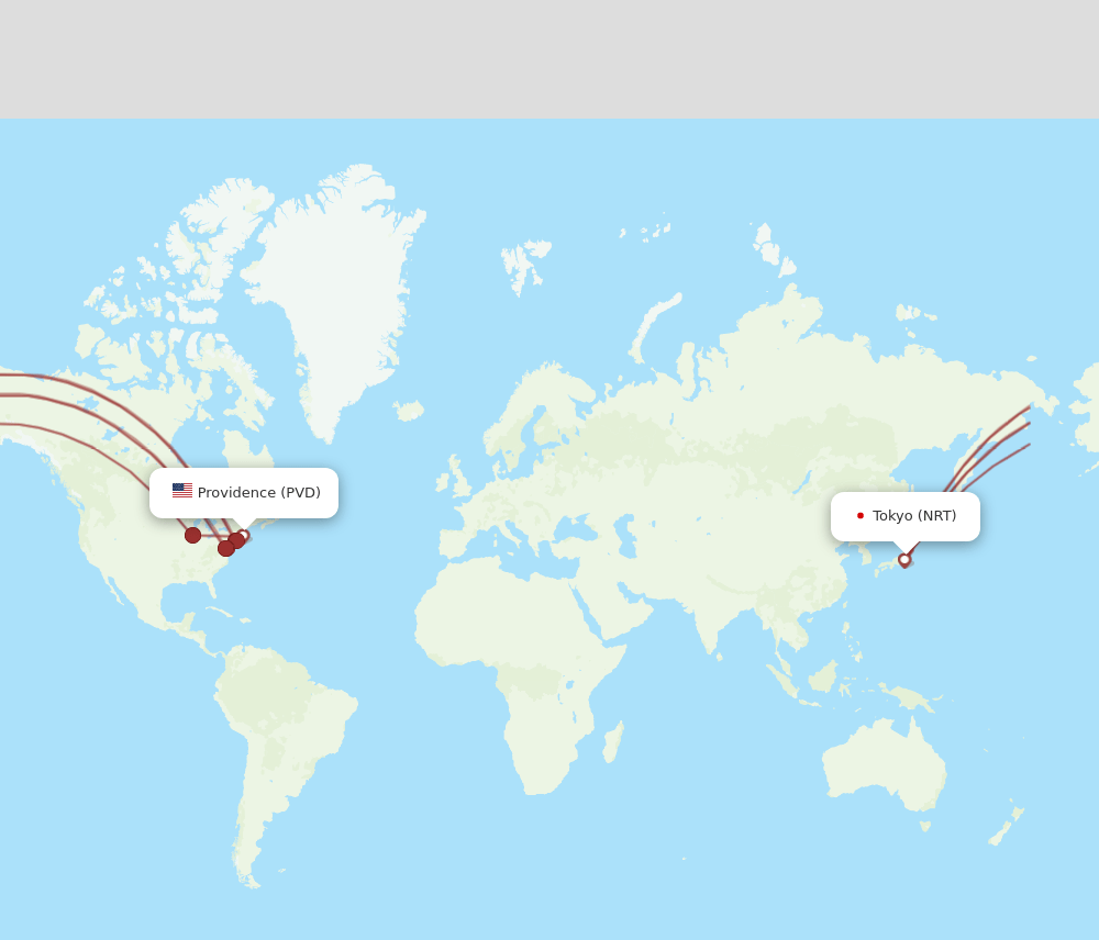 PVD-NRT flight routes