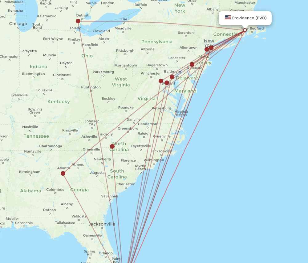 PVD-PBI flight routes