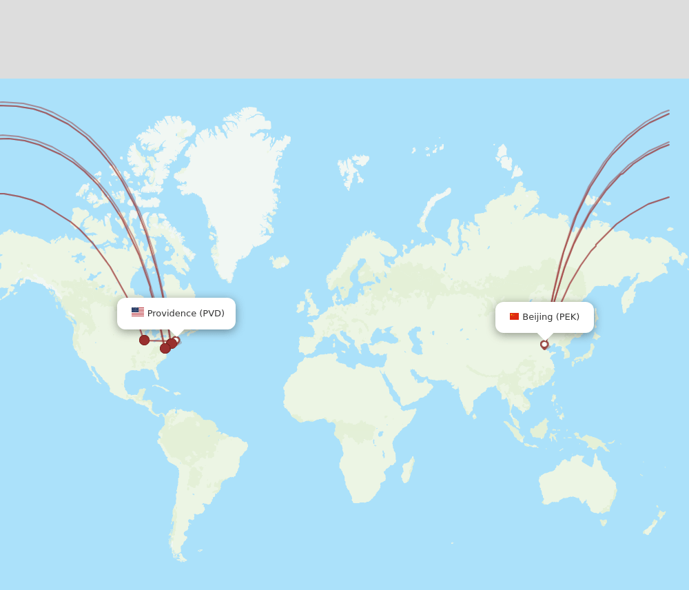 PVD-PEK flight routes