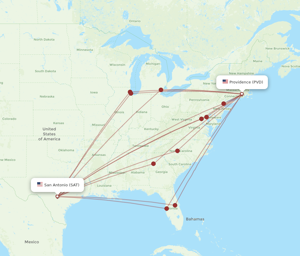 PVD-SAT flight routes