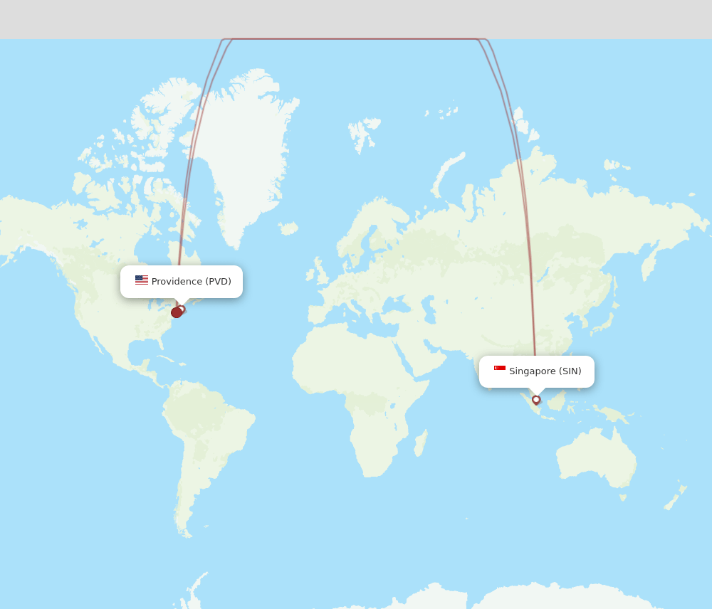 Providence - Singapore route map and flight paths