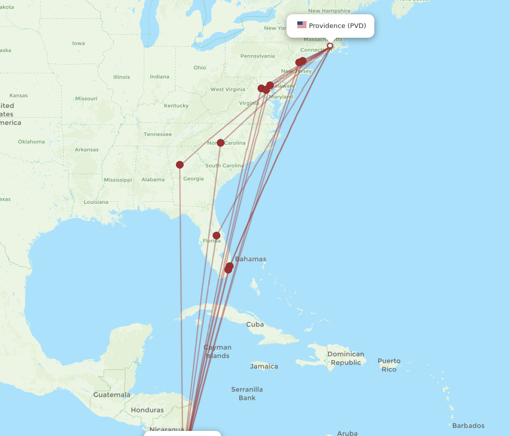 PVD-SJO flight routes