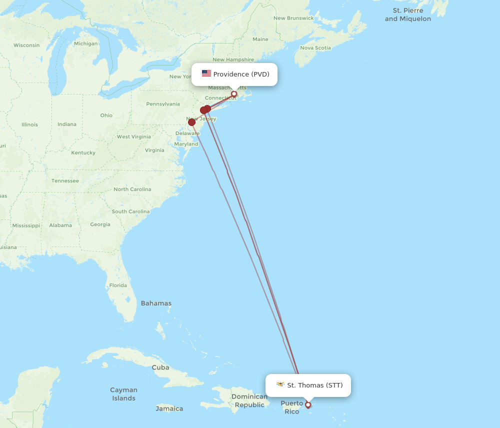PVD-STT flight routes