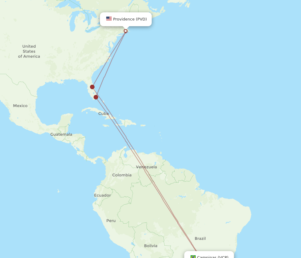 PVD-VCP flight routes