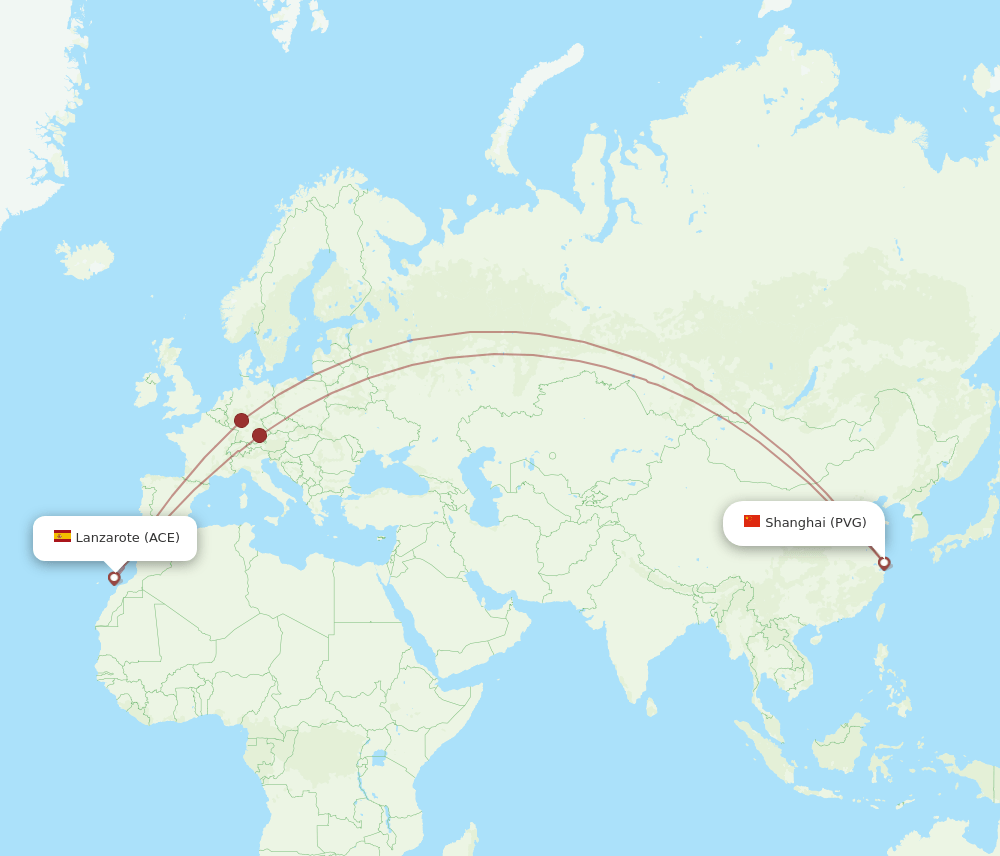 PVG-ACE flight routes