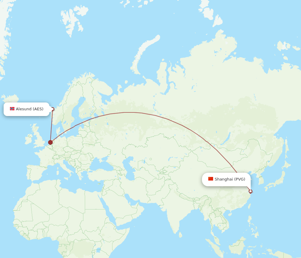 PVG-AES flight routes