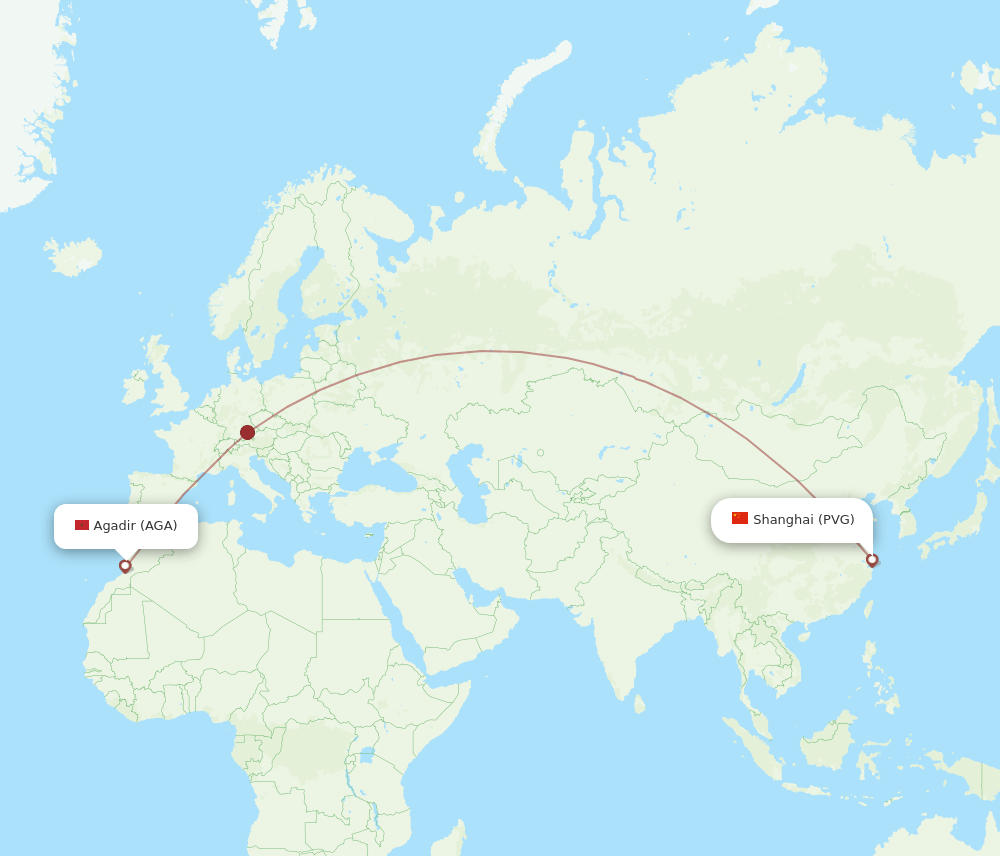 PVG-AGA flight routes