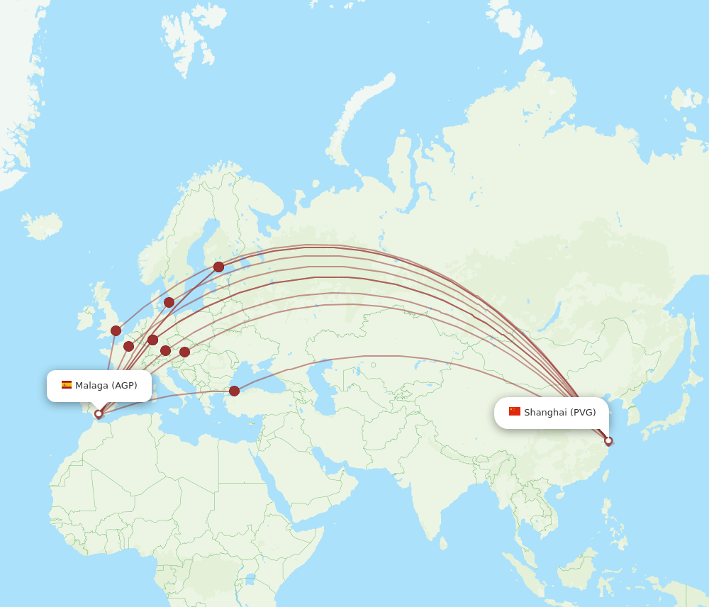 PVG-AGP flight routes