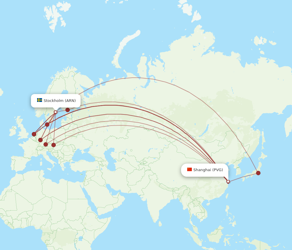 PVG-ARN flight routes