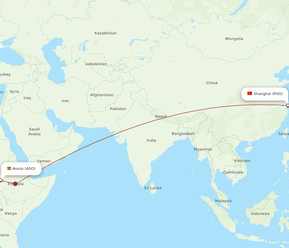 PVG-ASO flight routes