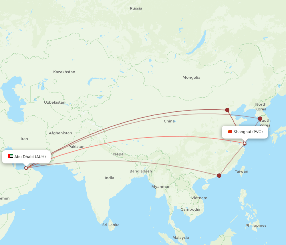 PVG-AUH flight routes