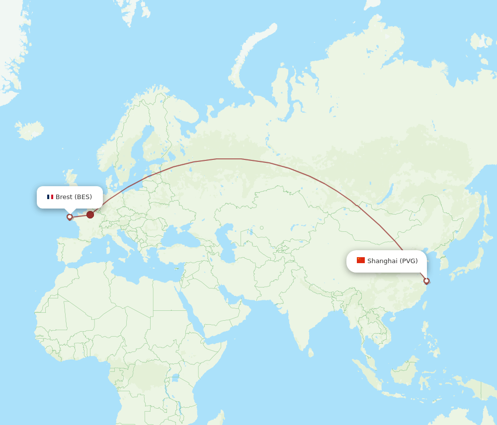 PVG-BES flight routes