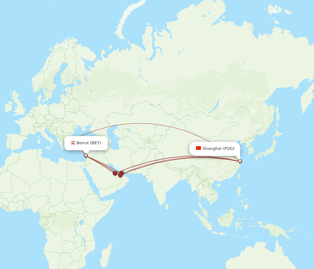 PVG-BEY flight routes