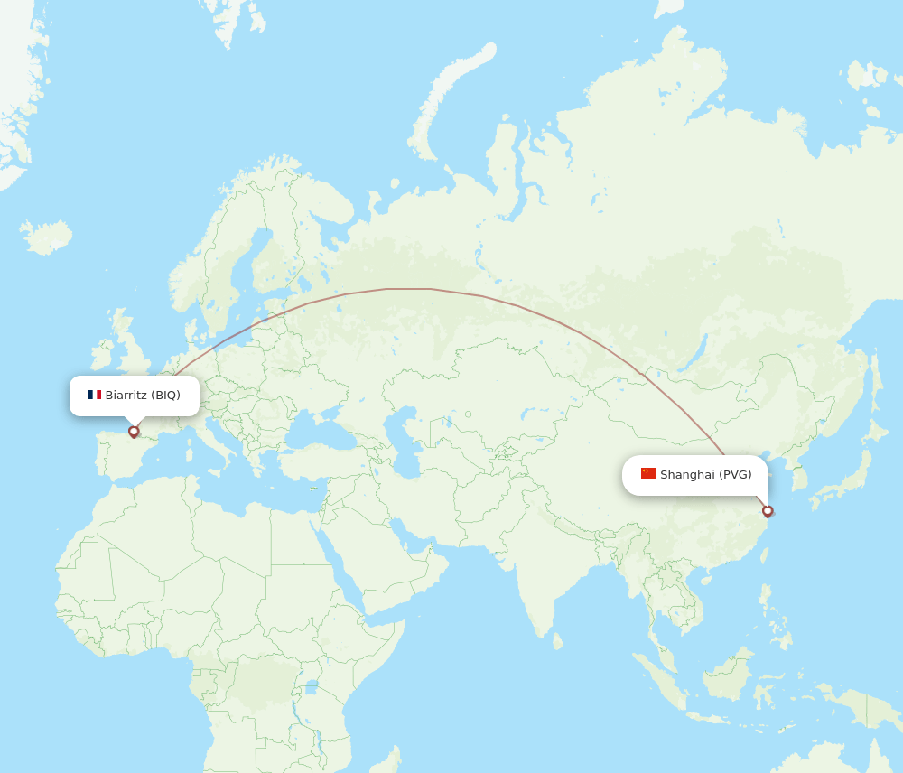 PVG-BIQ flight routes