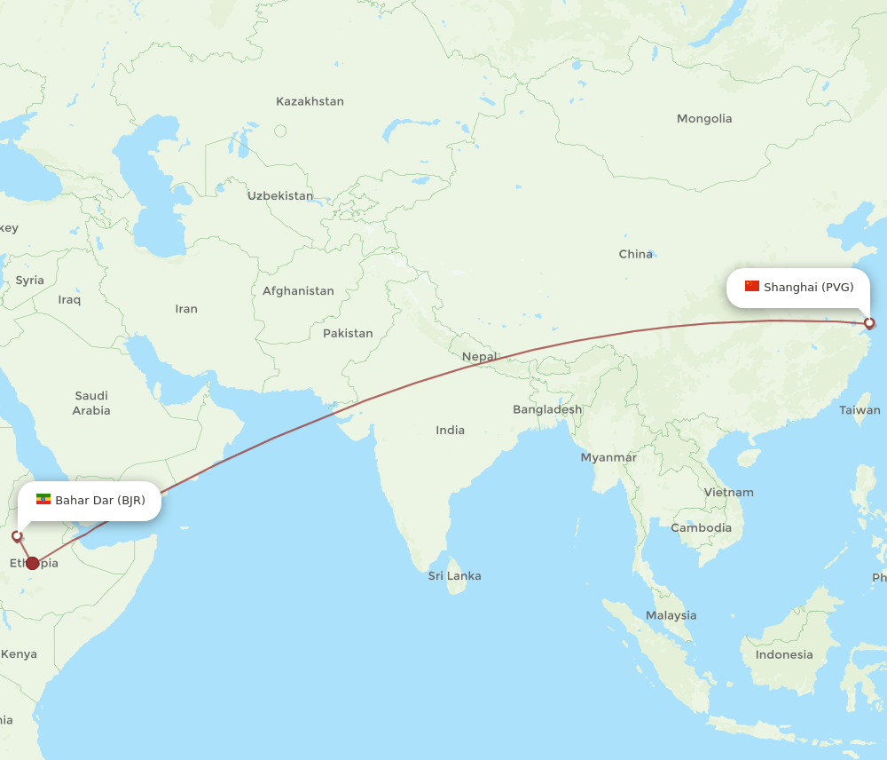 PVG-BJR flight routes