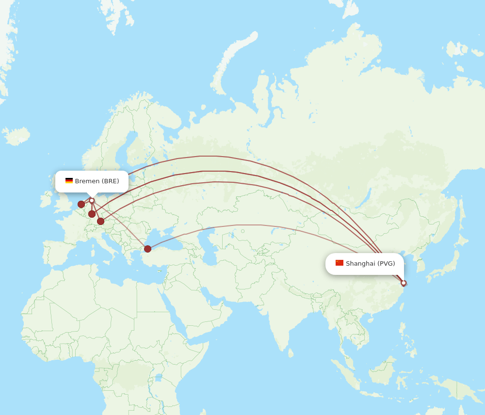 PVG-BRE flight routes