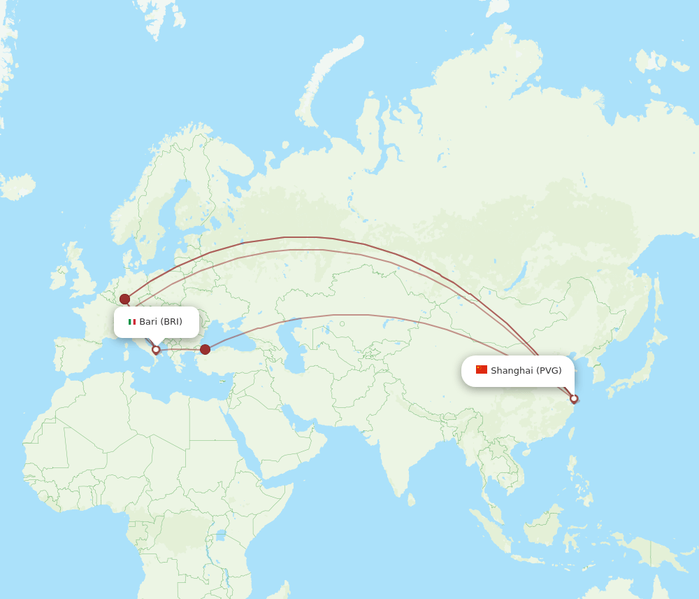 PVG-BRI flight routes