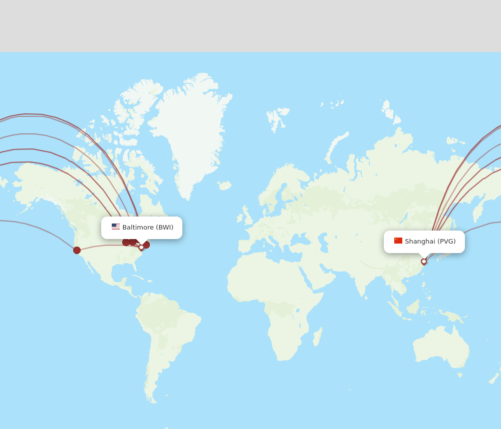 PVG-BWI flight routes