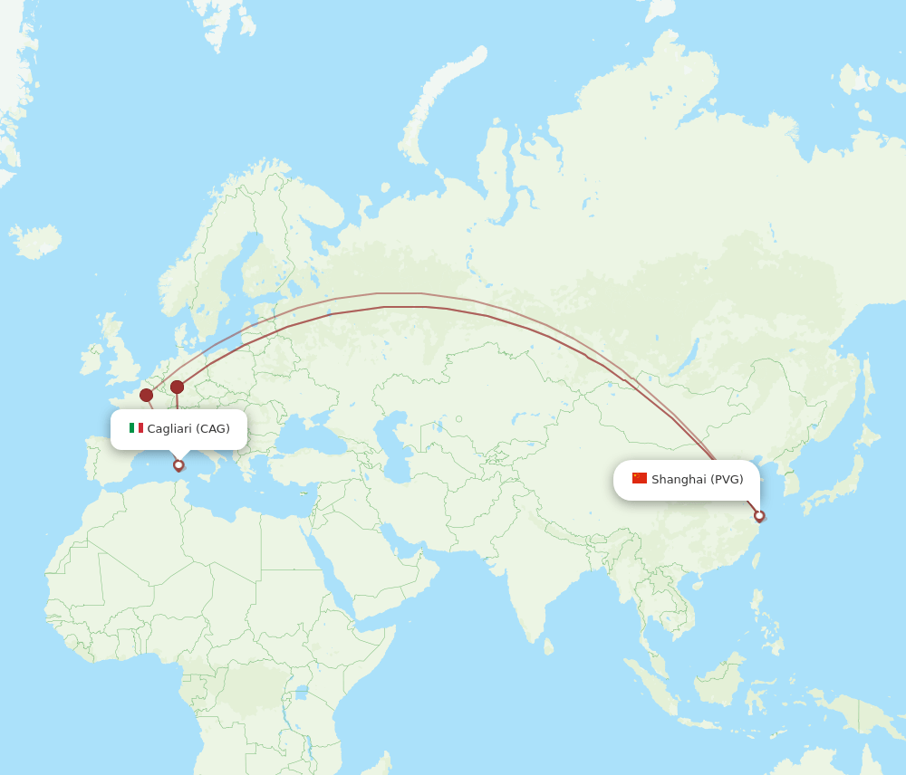 PVG to CAG flights and routes map