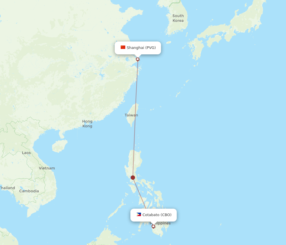 PVG-CBO flight routes