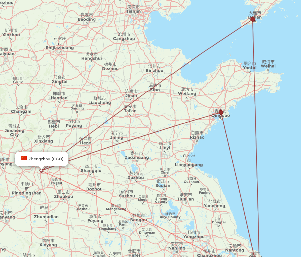 PVG-CGO flight routes