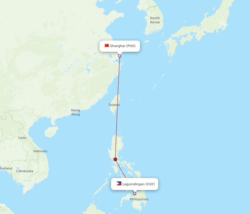 PVG-CGY flight routes