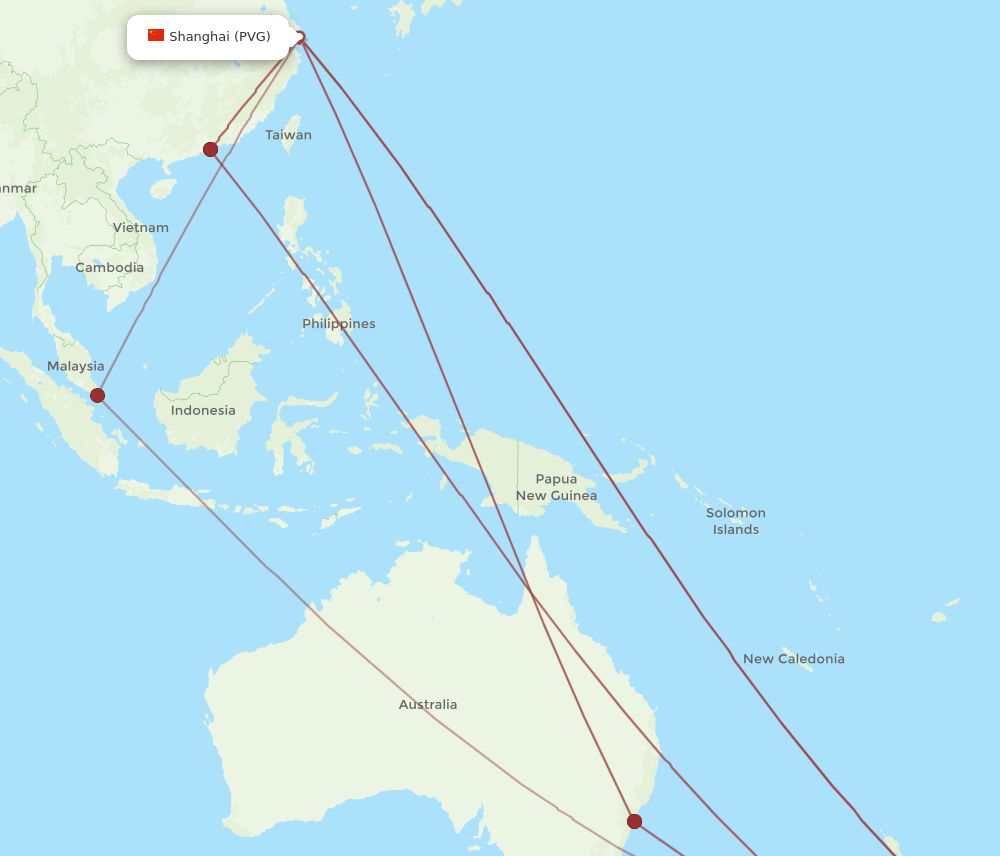 PVG-CHC flight routes