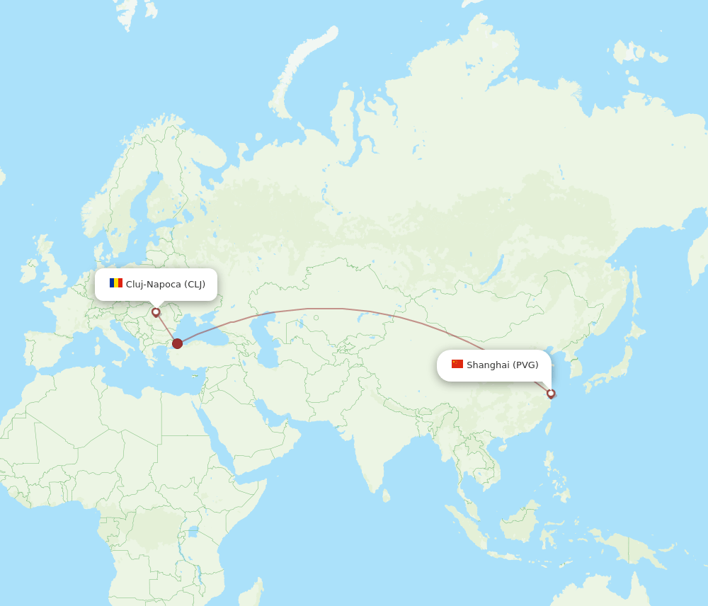 PVG-CLJ flight routes
