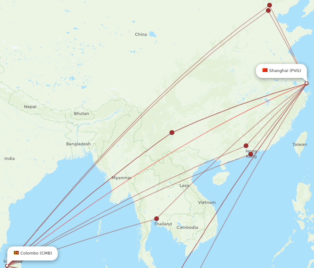 PVG-CMB flight routes
