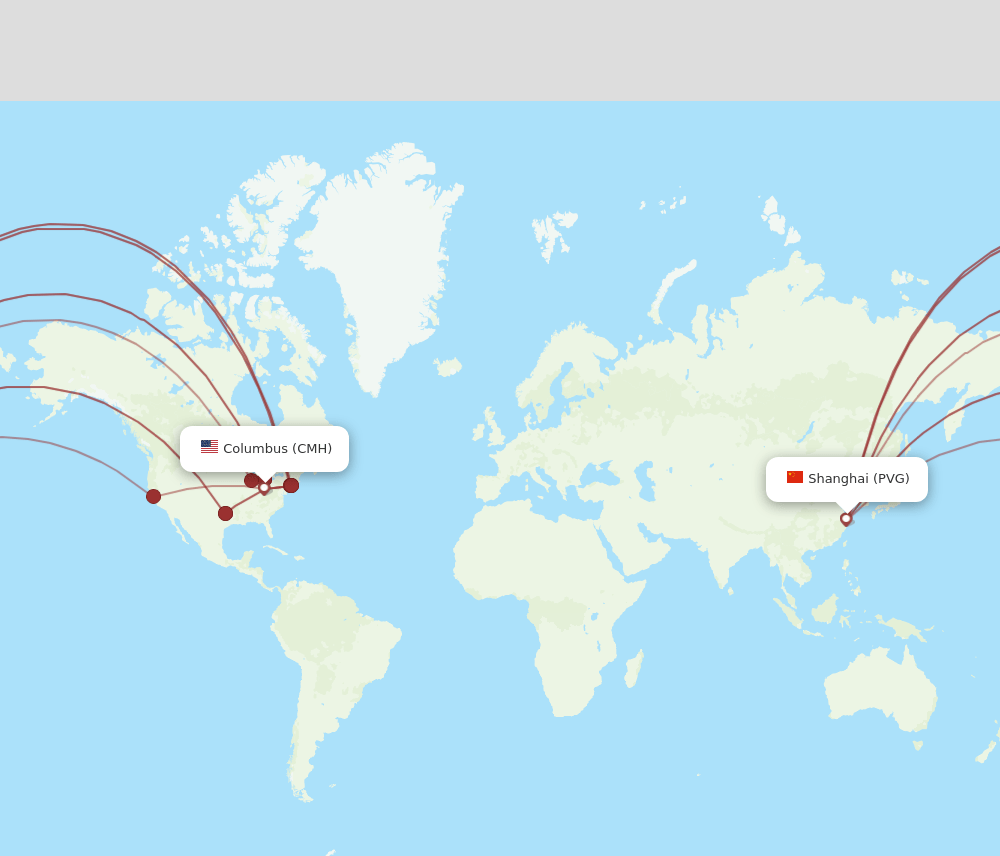 PVG-CMH flight routes