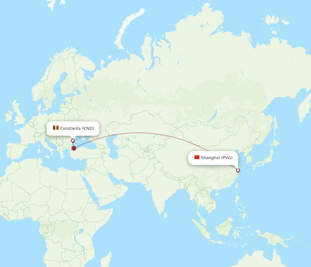 PVG-CND flight routes