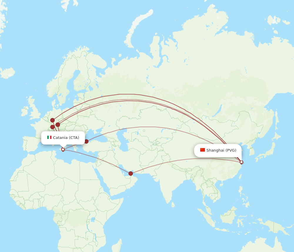 PVG-CTA flight routes